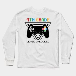 4th Grade Level Unlocked First Day of School Video Gamer Long Sleeve T-Shirt